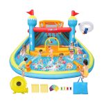 AKEYDIY Bounce House Water Slide with Double Slide,Splashing Pool, Double Water Cannon,Climbing Wall, Giant Water Park W/Heavy Duty GFCI Blower,Inflatable Water Slides Park for Kids Backyard Summer