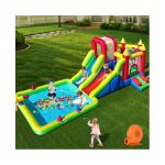 10-in-1 Inflatable Water Park - Giant Bounce House with 2 Water Slides, Big Splash Pool, Water Cannons, Climbing Wall, Tunnels & Obstacle Course for Endless Fun