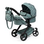 Bayer: Pram Xeo: Stars Green & White - Matching Handbag, Adjustable Handle, Dolls Up to 20", Ages 3+ | Baby Dolls | Dress Up