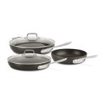 All-Clad HA1 Hard Anodized Nonstick Fry Pan Set – 3-Piece Cookware, 8", 10", 12" Skillets with Lid, Induction Compatible, Oven Safe to 500°F, Lid Safe to 350°F, Black