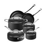 Legend Slick 10 pc Hard Anodized Nonstick Cookware - Next Gen Hard Anodized Aluminum & Steel Chef Grade Pots and Pans Set for Home - PFOA Free, Non-Toxic Non-Stick Surface - Oven & Dishwasher Safe