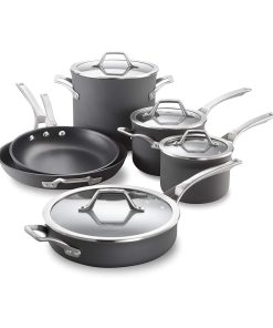 Calphalon 10-Piece Nonstick Kitchen Cookware Set Stay-Cool Stainless Steel Handles Dishwasher and Metal Utensil Safe Oven-safe up to 500 degrees F PFOA-Free Built to Last Black