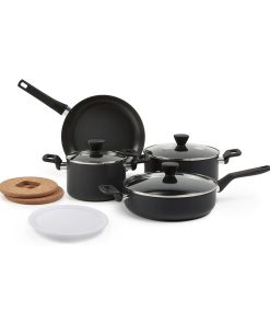 10 -Piece Hard Anodized Non-stick Stackable Cookware Pots and Pans Set, Space Saving, made without PFOA, Black