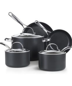Cooks Standard 8-Piece Nonstick Hard Anodized Cookware Set, Pots and Pans Set Includes Saucepans, Stockpot, Frying Pans, Lids, Black