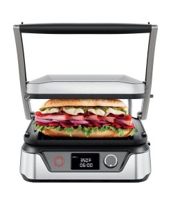 Chefman 5-in-1 Digital Panini Press Grill Sandwich Maker and Griddle Grill Combo with Removable, Reversible Dishwasher-Safe Grilling Plates, Opens 180° for Indoor BBQ /Flat Top Grill, Stainless steel