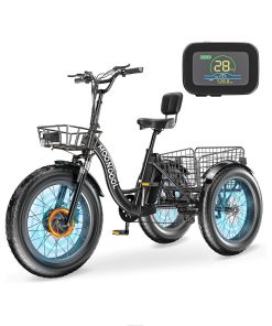 MOONCOOL Electric Tricycle for Adults, 20" x 4" Fat Tire Electric Trike, 48V 500W Motorized Electric Bicycle Bikes, 3 Wheels 7 Speed Ebike with Removable Battery, Aluminum Frame & Large Basket
