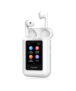 A8 AI Translator Earbuds 2025 Model ChatGPT Offline Translation Earbuds Real Time No APP Required Independent Use Language Translator Device for 144 Languages for Business Travel and Daily Use