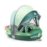 Mambobaby Float Upgrade Add Tail Baby Float with Canopy for Infant Waist Swimming Ring Swim Trainer Non-Inflatable Floats Toys with Adjustable Safety Strap (Green - Crocodiles)