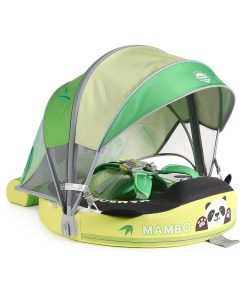 Mambobaby Float - Non-Inflatable Baby Swim Ring with Sun Canopy, Florida-Inspired Design for Infants 3-24 Months, Safe & Comfortable Pool Float for Toddlers, Durable Foam Swim Trainer