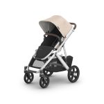 UPPAbaby Vista V3 Stroller - Full-Size Single-to-Double Stroller System - Toddler Seat, Bug Shield, Rain Shield, and Storage Bag Included - Declan (Oat Mélange/Silver Frame/Chestnut Leather)