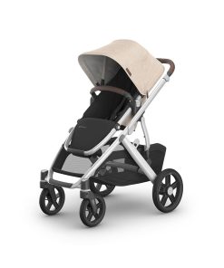 UPPAbaby Vista V3 Stroller - Full-Size Single-to-Double Stroller System - Toddler Seat, Bug Shield, Rain Shield, and Storage Bag Included - Declan (Oat Mélange/Silver Frame/Chestnut Leather)