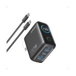 Anker Charger, 100W Max USB C Charger Block, 3-Port GaN and Ultra-Compact Wall Adapter, Smart Display and Touch Control, for MacBook, iPad, iPhone 17/16 Series, andd More (USB-C Cable Included)