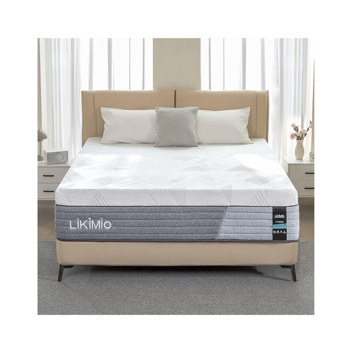 LIKIMIO Full Size Mattress, 12 Inch Gel Memory Foam Mattress with Tencel Fabric, Made in USA, CertiPUR-US Certified, Fiberglass Free, Pocketed Coils for Motion Isolation, Medium Firm