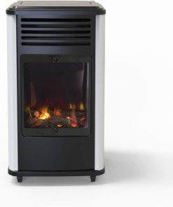 Universal Innovations Manhattan Portable Gas Stove - 3.4 kW, Real Flame Gas Fire, Oxygen Depletion Sensor, Efficient Heating, Stylish and Portable Heater for Home - White