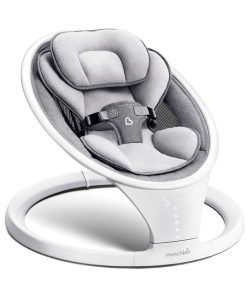 Munchkin Baby Swing, Portable and Lightweight, Bluetooth Enabled Electric Infant Rocker with Natural Sway in 5 Ranges of Motion, Newborn Nursery Essentials, White/Grey