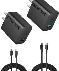 Anker iPhone 17/16 Charger, 2-Pack 20W Fast USB C Charger Block, for iPhone 16/16 Pro Max/15 Series/iPad Pro and More (Black, 2 Pack & 2 Cable)