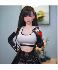 Junying Timei 1:1 Female Seamless Action Figures Full Silicone Material Tifa Jydoll-ca 163cm Flexible Female Figure Dolls for Cosplay/Photography/Arts (Wig)