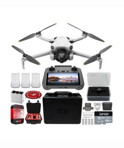 DJI Mini 4 Pro Folding Drone with RC 2 Remote (With Screen) Fly More Combo Plus, 4K HDR Video Camera, Under 249g, 3 Plus Batteries Bundle w/Deco Gear Custom Hard Case + Wide Angle Lens & Accessories