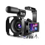 5K Video Camera Camcorder, UHD 64MP Vlogging Camera for YouTube with 3" 270° Rotatable Touch Screen, Digital Camera with IR Night Vision, 16X Zoom/WiFi/Webcam/HD/32GB Card/2 Batteries/Microphone