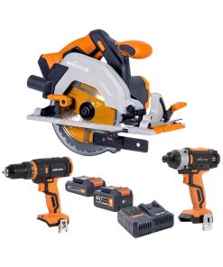 Evolution Cordless Power Tool Kit | Circular Saw, Drill & Impact Driver Combo | 20V EXT | 2 Batteries (2Ah & 4Ah) & Charger | R165CCS-Li, R13CMB-Li, R180IDR-Li