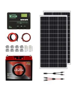 ECI Power 200W 12V Solar Power Kit | 12V 20Ah LiFePO4 Lithium Battery | 200W Mono Rigid Solar Panels, 20A MPPT Solar Charge Controller | RV, Trailer, Camper, Marine, Off Grid, Solar Projects