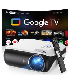 Official Licensed Google TV Smart Projector, HAPPRUN 4K UHD Home Theater with Dolby Sound, Wi-Fi & Bluetooth, Built-in Streaming Apps, Compatible with Games Consoles & Smartphone, Indoor & Outdoor Use