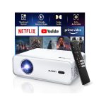 Aurzen EAZZE D1 Smart Projector with WiFi and Bluetooth, Netflix-Officially-Licensed, Auto Focus & Keystone, DoIby Audio, Zoom, Native 1080P Movie, Portable Outdoor Mini Projector, White