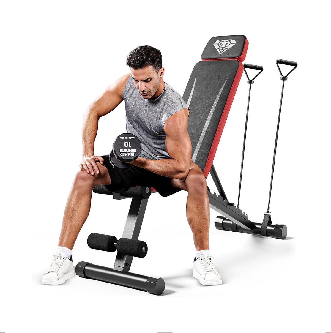 Adjustable Weight Bench, Workout Bench with Adjustable Headrest for Full Body Workout, Fast Folding 660LBS Stable Weight Bench for Men Women Versatile Workouts and Workout Bench for Home Gym (Black)