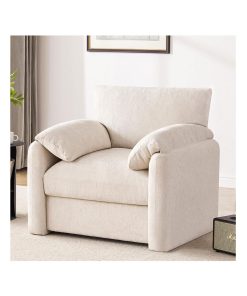 Chenille Oversized Armchair, 38.6" Wide Accent Chairs for Living Room & Bedroom Modern Lounge Chair, Upholstered Mid-Century Reading Chair, Comfy Living Room Chair, Single Sofa Chair, Beige