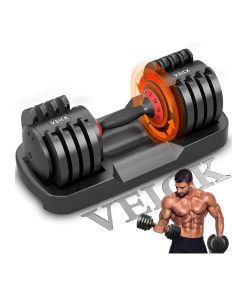 VEICK 25/55 lbs Adjustable Dumbbell with Anti-Slip Turning Handle, Fast Adjust Weight for Men Women, Exercise Equipment with Tray for Home Gym Full Body Workout Fitness