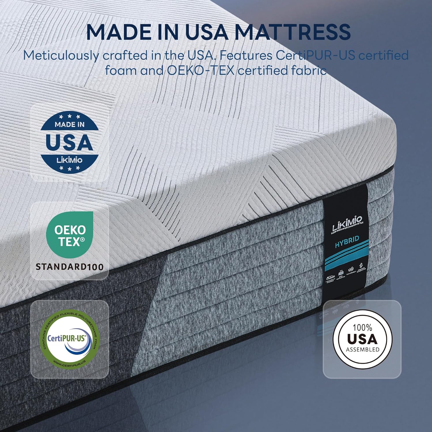 LIKIMIO Full Size Mattress, 12 Inch Gel Memory Foam Mattress with Tencel Fabric, Made in USA, CertiPUR-US Certified, Fiberglass Free, Pocketed Coils for Motion Isolation, Medium Firm - Image 2