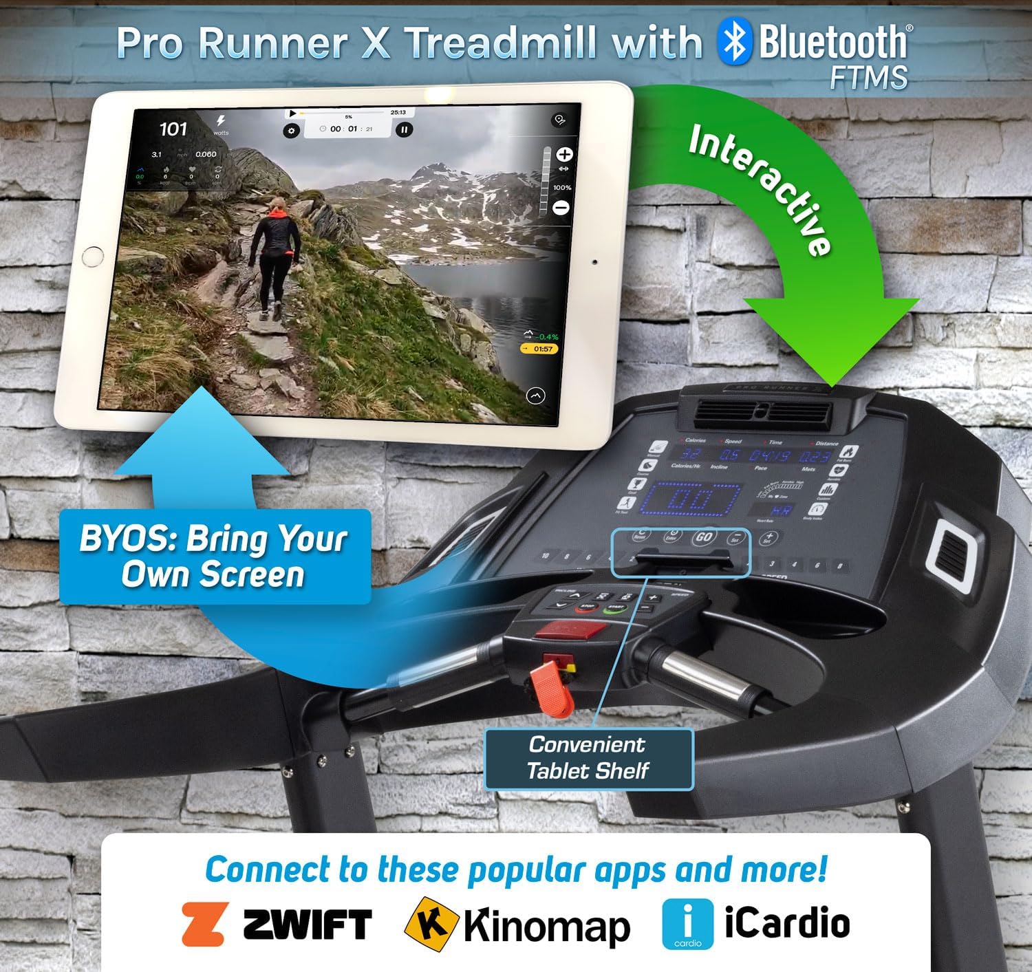 3G Cardio Pro Runner X Treadmill - Heavy Duty Home Construction - FreeSync FTMS Bluetooth Connectivity - Low 6.5" Step-up Height - Foldable Compact Storage - Orthopedic Belt - 350 lb Capacity - Image 2