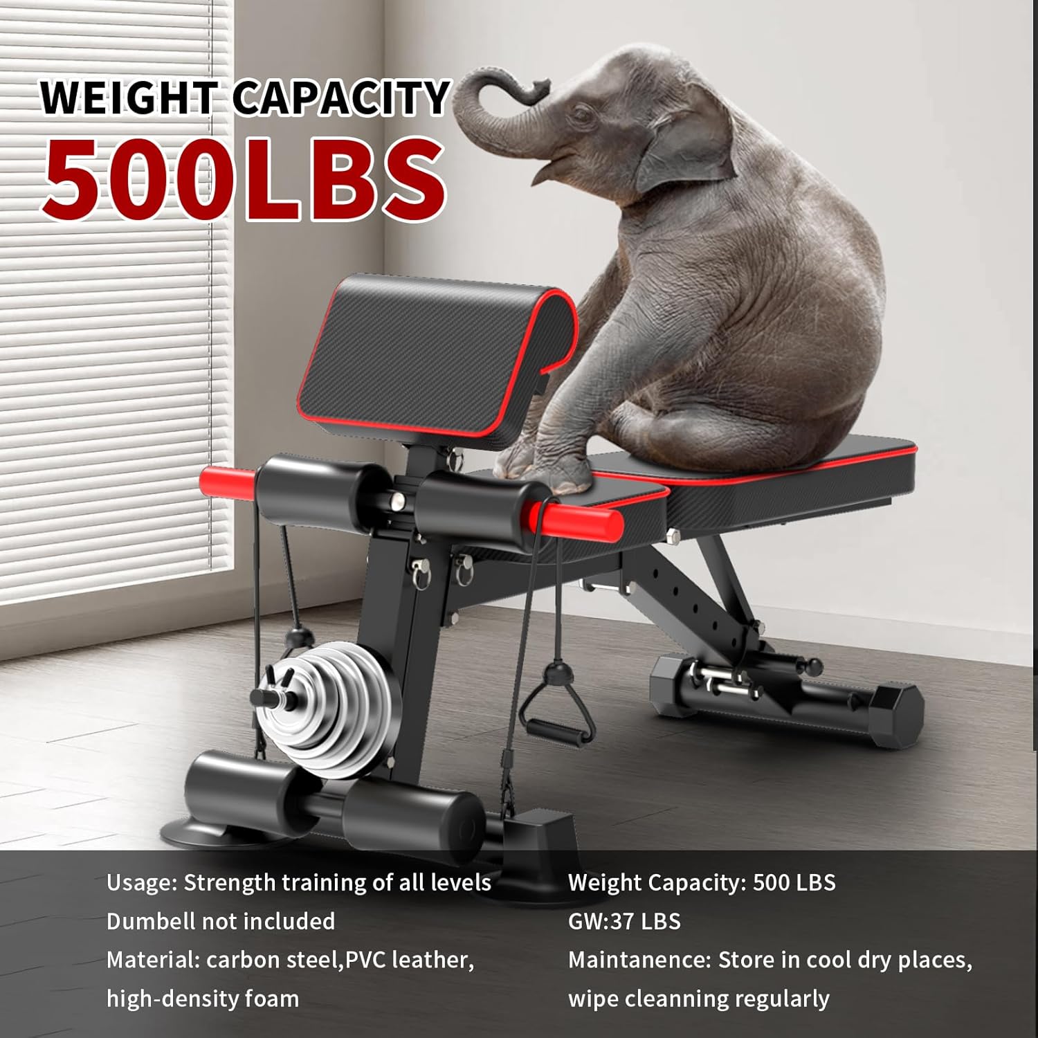 Adjustable Weight Bench,Utility Workout Bench Foldable Incline Decline Benches for Home Gym Full Body Workout,Load 600LBS - Image 2