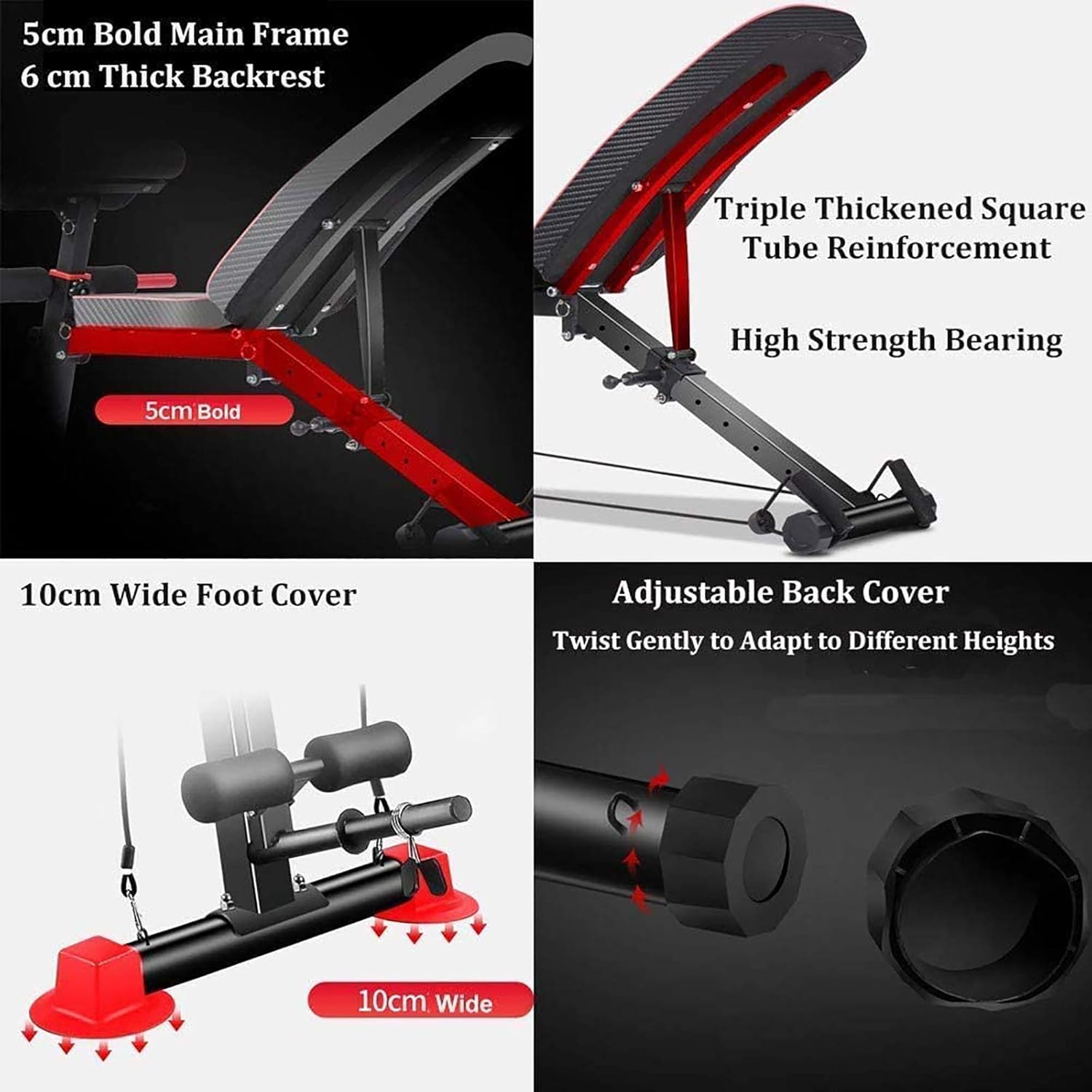 Weight Bench Foldable Bench Press Incline Decline Fitness Bench Full Body Fitness Workout Adjustable Dumbbell Bench Sit Up Bench for Home Gym Exercise - Image 2