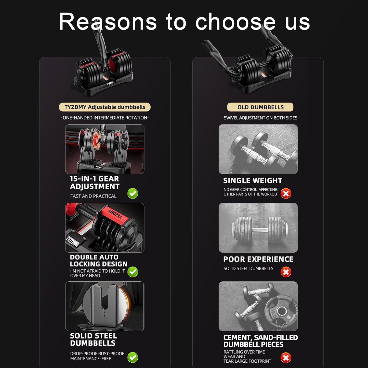 Adjustable Dumbbells Set of 2,Free Weights Dumbbells Set,Adjustable Dumbbell Set,52.5 lbs pair 105 lbs,15 in 1,for Men/Women Gym Equipment for Home Strength Training Equipment - Image 2