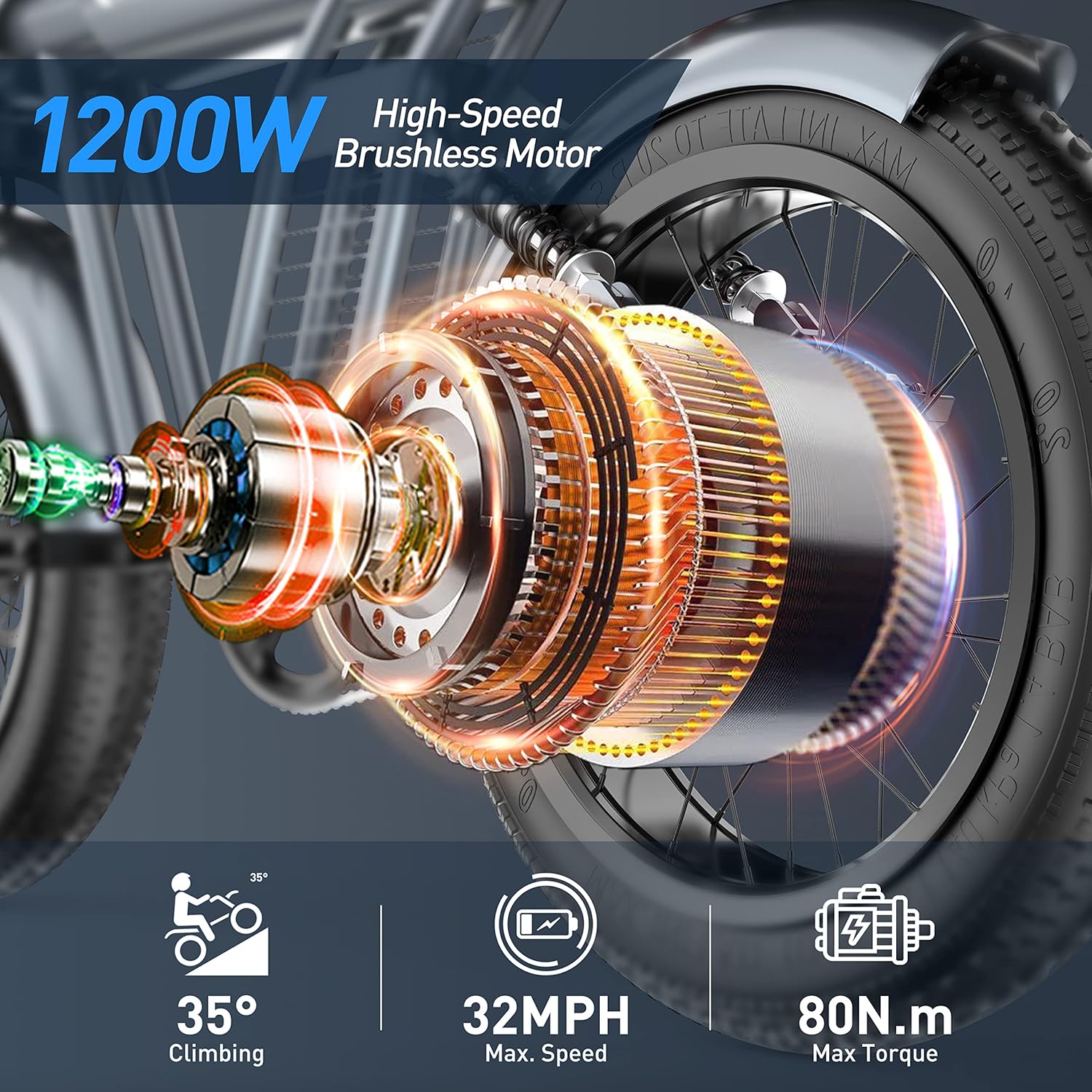 SMARTRAVEL Ebike with 1200W Brushless Motor,Removable 48V 20Ah Battery,UP to 32MPH,Electric Mountain Bike with 20" Fat Tire with Front/Rear Turn Signals for Men Women,Travel Bag - Image 3