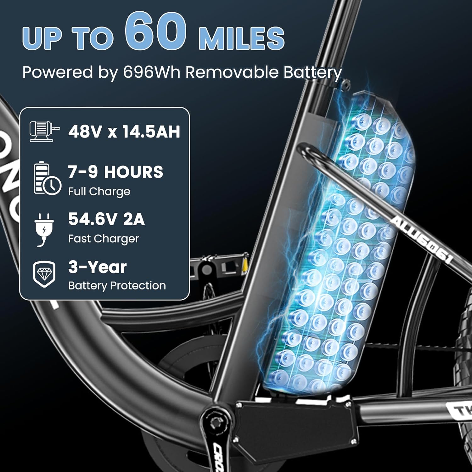 MOONCOOL Electric Tricycle for Adults, 20" x 4" Fat Tire Electric Trike, 48V 500W Motorized Electric Bicycle Bikes, 3 Wheels 7 Speed Ebike with Removable Battery, Aluminum Frame & Large Basket - Image 3