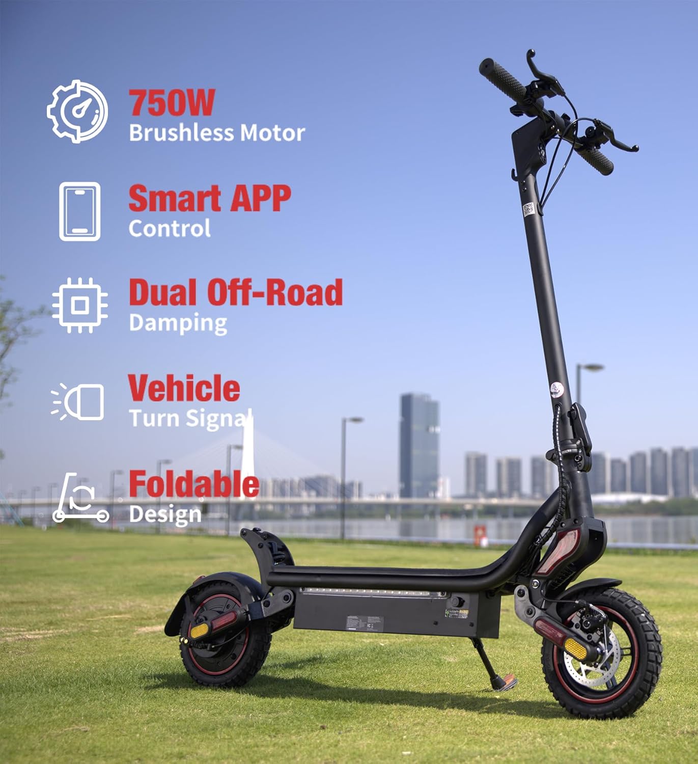 Electric Scooter Adult, 1000/750/500W Powerful Motor Escooter for Adults, 28/25/22MPH Top Speed & 28/25/23 Mile Range, 10/9.3" Off-Road Tires, Dual Suspension & Ambient Light - Image 3