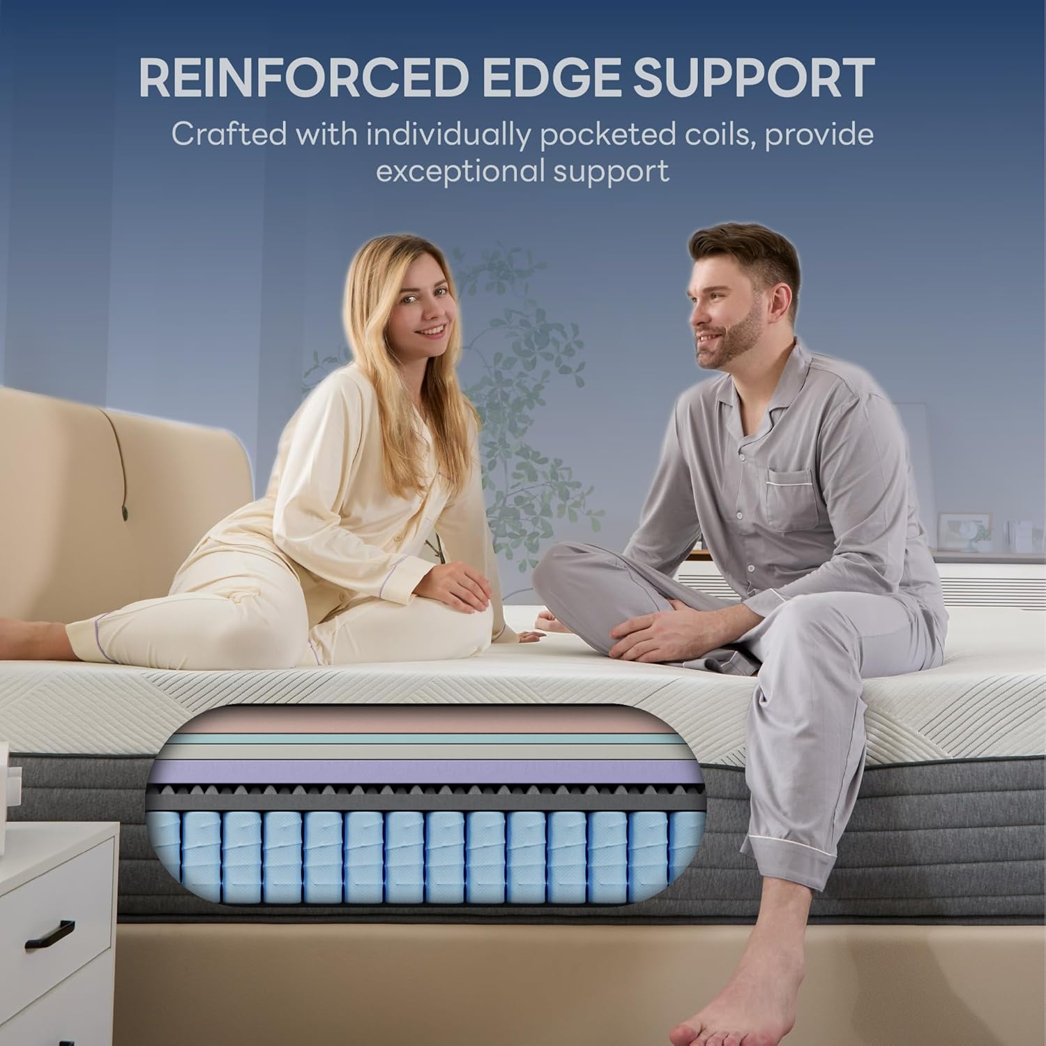 LIKIMIO Full Size Mattress, 12 Inch Gel Memory Foam Mattress with Tencel Fabric, Made in USA, CertiPUR-US Certified, Fiberglass Free, Pocketed Coils for Motion Isolation, Medium Firm - Image 3