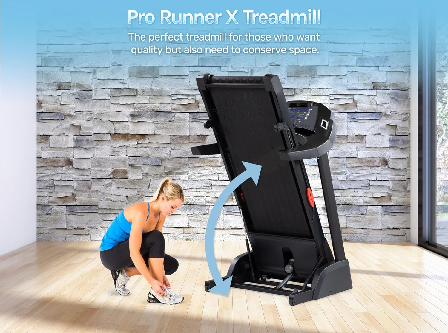 3G Cardio Pro Runner X Treadmill - Heavy Duty Home Construction - FreeSync FTMS Bluetooth Connectivity - Low 6.5" Step-up Height - Foldable Compact Storage - Orthopedic Belt - 350 lb Capacity - Image 3