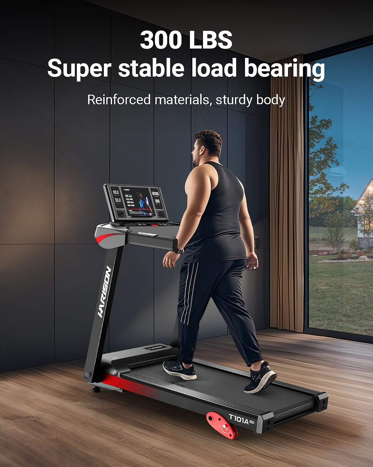 HARISON Treadmill for Home with Incline, Treadmill for Seniors with 3.0HP, Running Machine with 300 lbs Weight Capacity, 17.72" Wide Tread Belt, HARISON APP and Bluetooth Speaker - Image 3