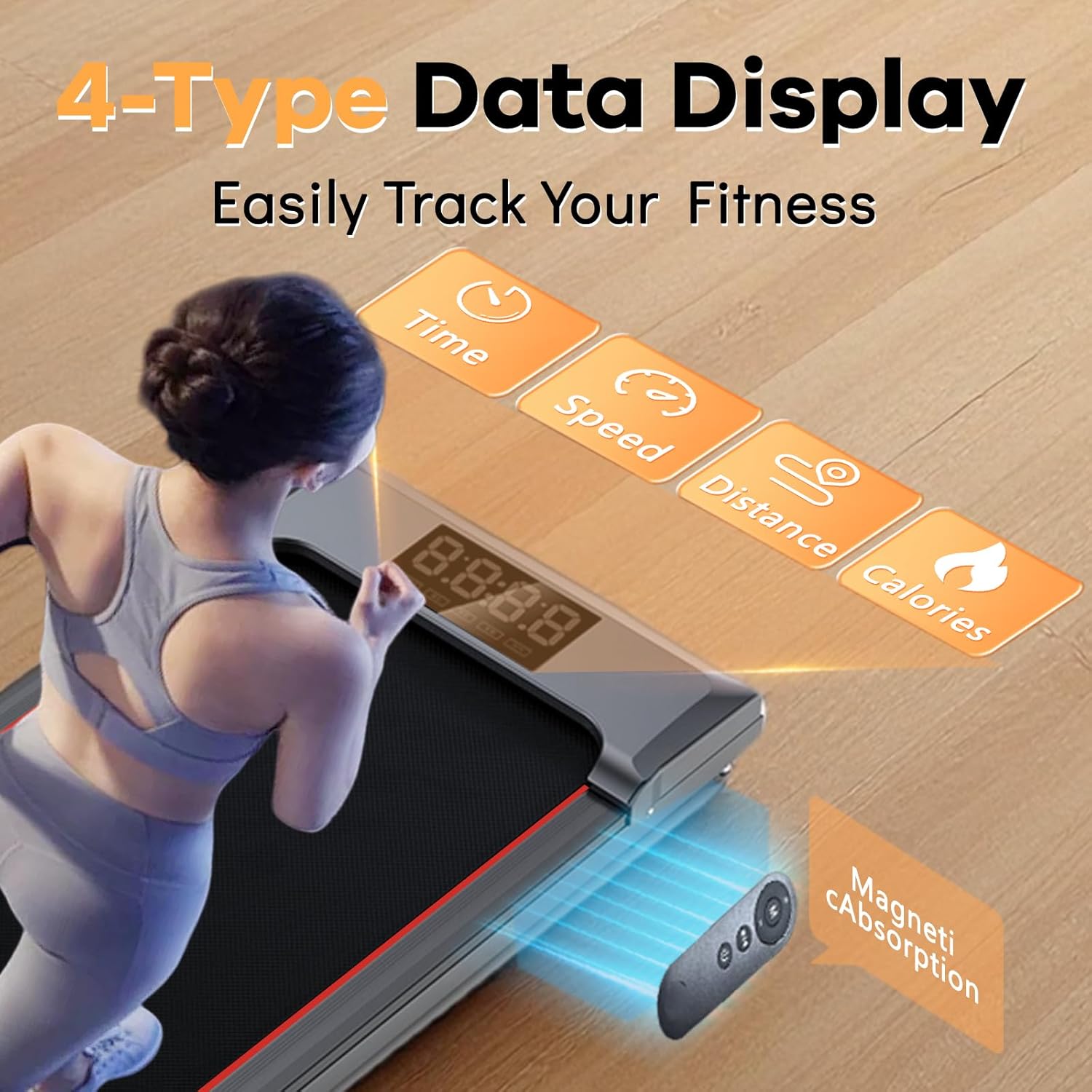 Walking Pad with Handle Bar and Incline, 3 in 1 Under Desk Treadmill with Hiking Mode, 2.5HP Low Noise Walking Treadmill Pad with Remote Control,Portable Treadmills for Home Office, Led Display - Image 3