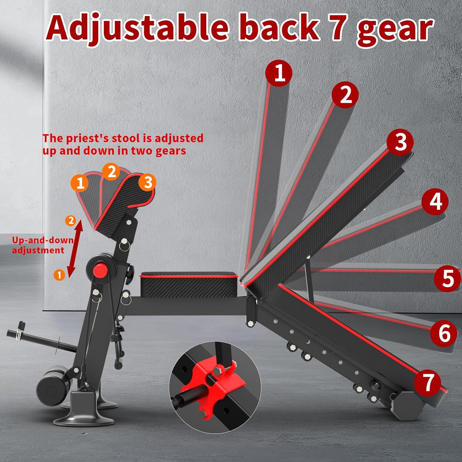 Adjustable Weight Bench,Utility Workout Bench Foldable Incline Decline Benches for Home Gym Full Body Workout,Load 600LBS - Image 3