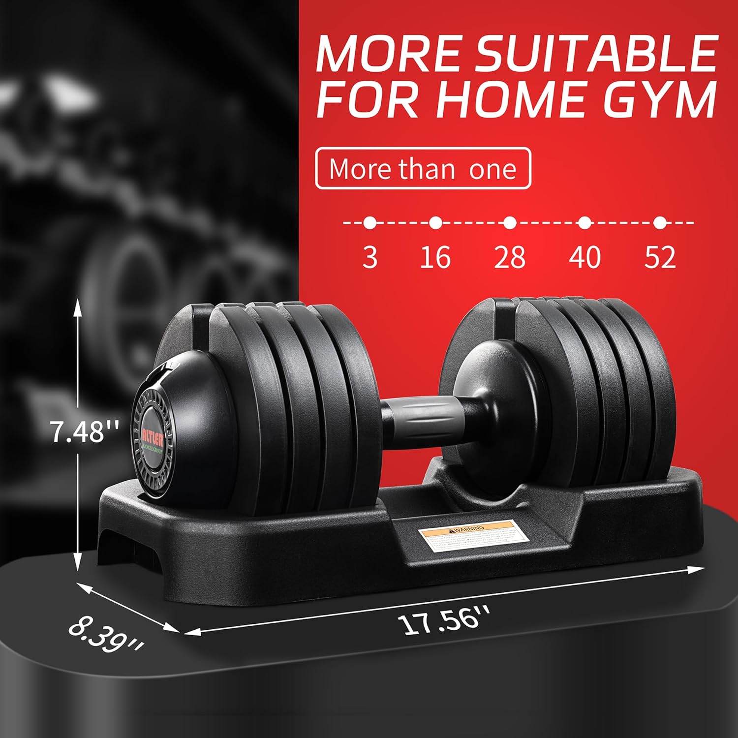 52LBS Single/Pair Adjustable Dumbbells Set Premium Rubber Coated Dumbbell Set with Secure Locking Mechanism for Safe & Customizable Strength Training Brand: ALTLER - Image 3