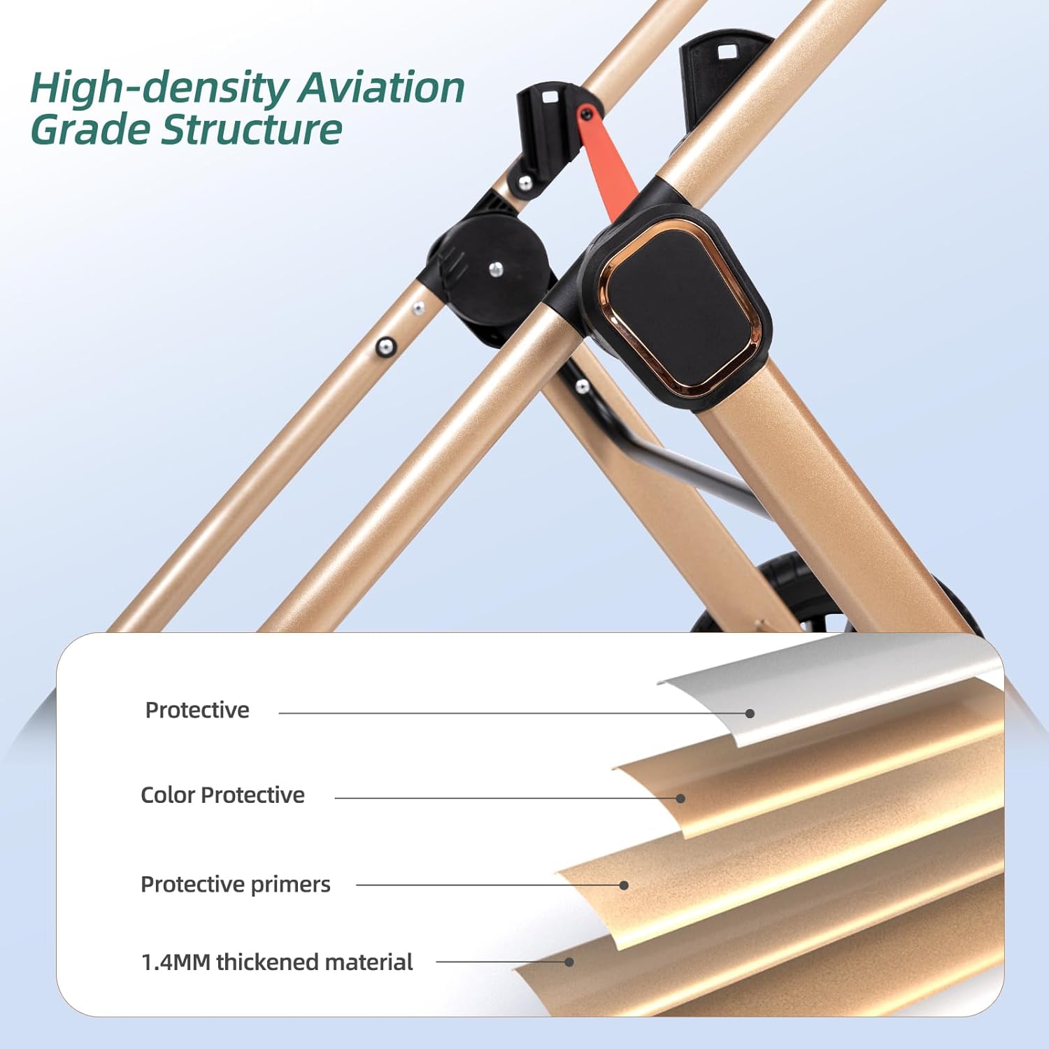 6-in-1 Convertible Baby Stroller with Bassinet Pushchair - Folding Infant Newborn Stroller w/Footmuff, Rain Cover, Cup Holder & Large Storage, Toddler w/All-Scene Large Wheels, Reversible Seat(Black) - Image 3