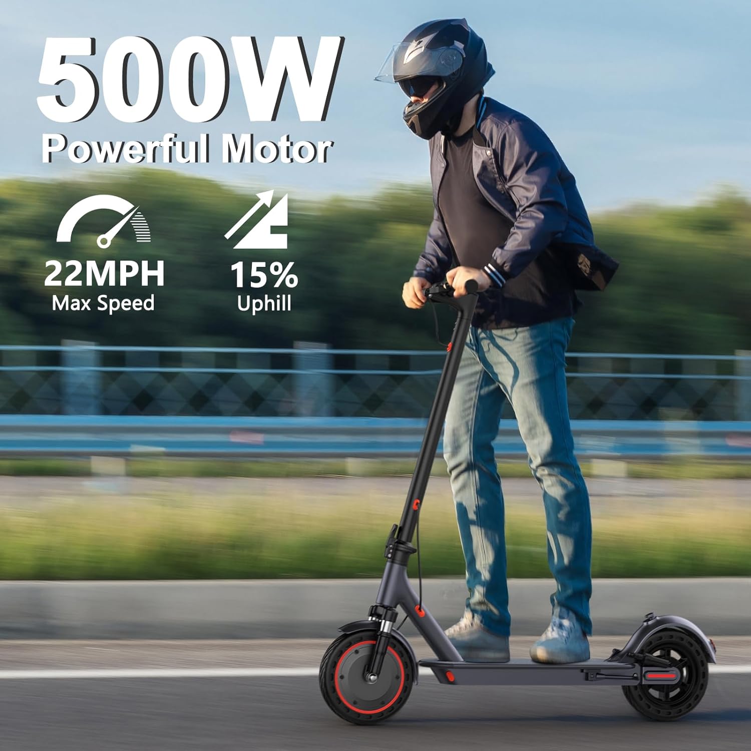 VOLPAM Electric Scooter, 250W/350W/500W Powerful Motor, 6.5"/8.5"/10" Solid Tires, 9/19/22Mph, 28/21/12/10 Miles Range,Dual Braking - Image 4