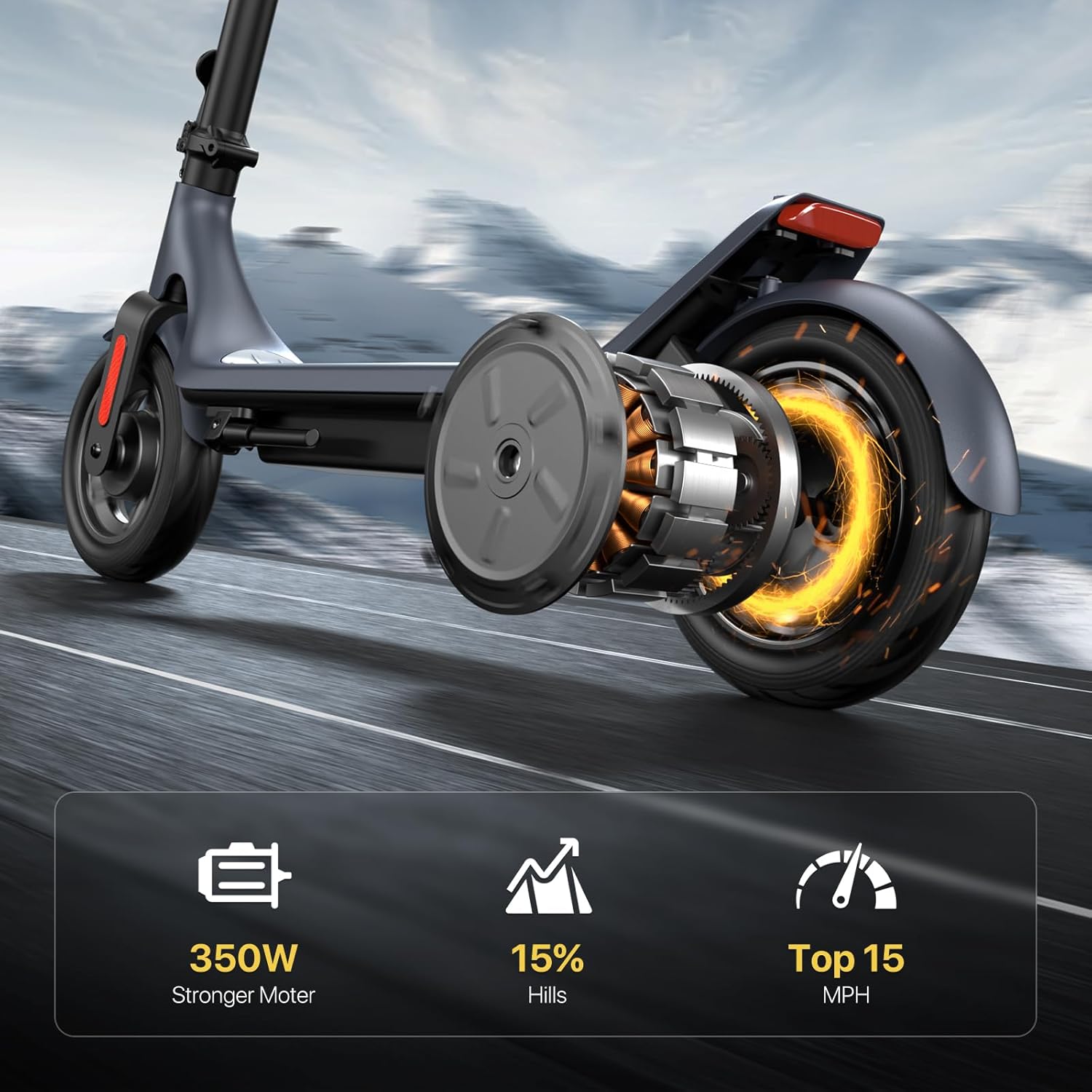 MEGAWHEELS Electric Scooter,Electric Scooter Adults,10in Pneumatic Tires,350W Motor,19 Miles Range,E Scooter with Smart APP Control for Commuting, Outdoor, Short Travel UL2272 - Image 4