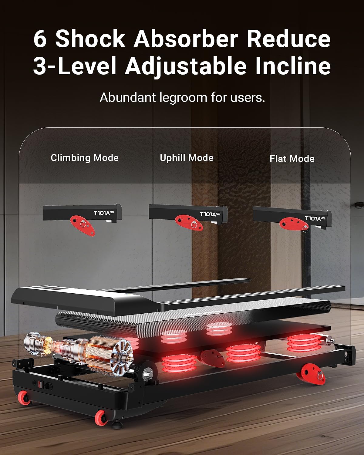 HARISON Treadmill for Home with Incline, Treadmill for Seniors with 3.0HP, Running Machine with 300 lbs Weight Capacity, 17.72" Wide Tread Belt, HARISON APP and Bluetooth Speaker - Image 4