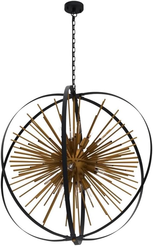 31.5" Black Gold 16-Light Globe Sputnik Chandelier Modern Industrial Adjustable Hanging Ceiling Firework Pendant Light Fixture for Entryway Foyer Stairway Bedroom Dining Living Room Hallway - Image 4