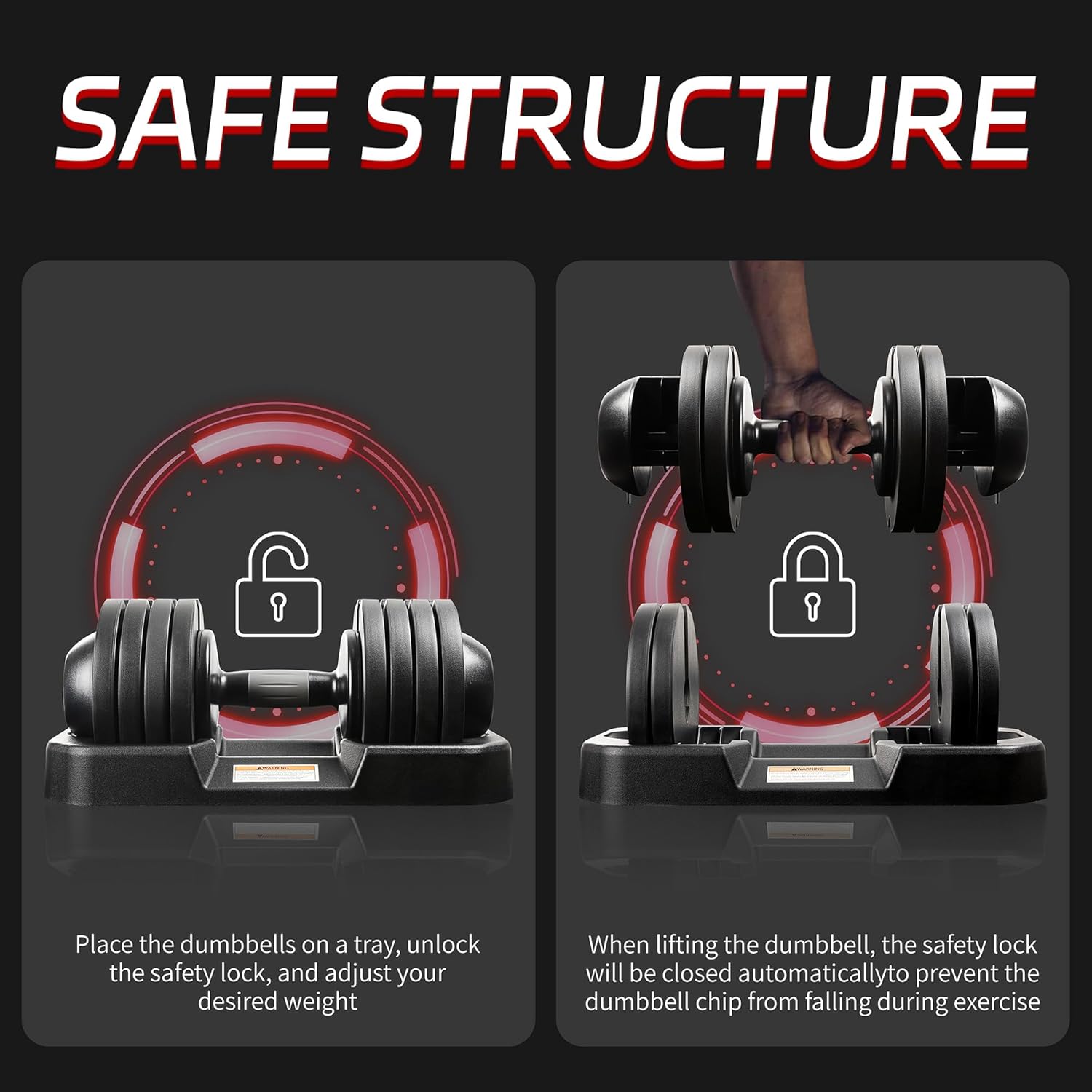 52LBS Single/Pair Adjustable Dumbbells Set Premium Rubber Coated Dumbbell Set with Secure Locking Mechanism for Safe & Customizable Strength Training Brand: ALTLER - Image 4